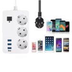 Multiprise 3 Portes Ac+3USB Chargeur 2 Mètres