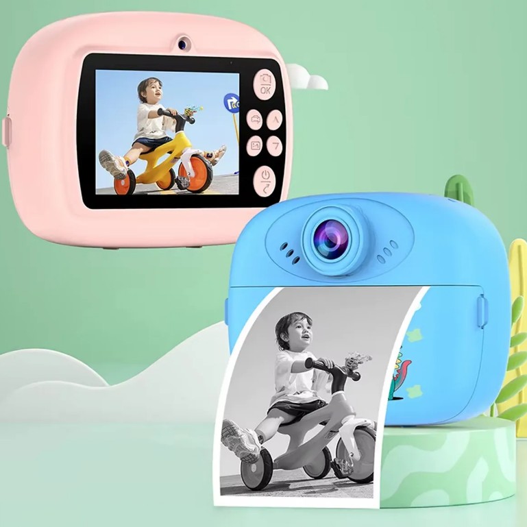mini-camera-enfant-rose-bleu-instantaneé-cadeau-jeux-musique-promotion -8 Appareil Photo instantané pour Enfants – Image 1