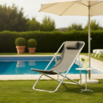 Chaise longue Metatub en acier époxy GRIS structure Blanche réglable 3 positions