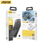 Power Bank 20000 mAh 22.5W –  Câbles Intégrés 4-en-1