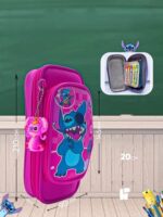 Grande Trousse Scolaire Stitch Avec Porte-Clés Offert – Image 2