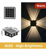 Applique Solaire LED Extérieure 8 Faisceaux (IP65 - Capteur Automatique) – Image 4