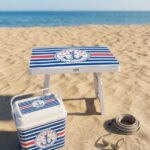 Pack Plage & Camping  – Glacière + Table Pliable Motif Marinière