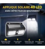 Projecteur Mural Solaire 40 LED avec Détecteur de Mouvement YC-SW8019-PIR