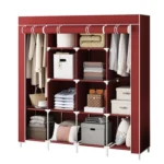 Armoire de Rangement en Tissu Pliable 12 Étagères JBY28170 - Rouge