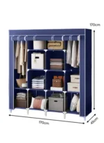 Armoire de Rangement en Tissu Pliable 12 Étagères JBY28170 - Bleu – Image 2