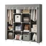 Armoire de Rangement en Tissu Pliable 12 Étagères JBY28170 - Gris