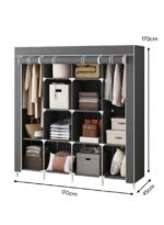 Armoire de Rangement en Tissu Pliable 12 Étagères JBY28170 - Gris – Image 2