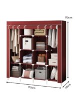 Armoire de Rangement en Tissu Pliable 12 Étagères JBY28170 - Rouge – Image 2
