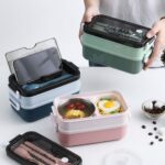 Lunchbox à 2 Étages Grande Capacité avec Couverts & Chopsticks