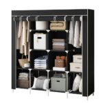 Armoire de Rangement en Tissu Pliable 12 Étagères JBY28170 - Noir