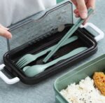Lunchbox à 2 Étages Grande Capacité avec Couverts & Chopsticks – Image 3