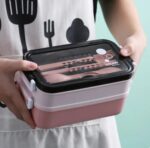 Lunchbox à 2 Étages Grande Capacité avec Couverts & Chopsticks – Image 4