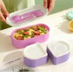 Lunchbox Double Étage 3 Compartiments avec Couverts – Image 2