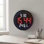 Horloge Murale Digitale LED Ronde avec Télécommande – Image 2