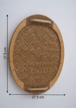 Lot de 2 Plateaux de Service Ovales en Bambou et Rotin Tressé – Image 3