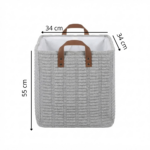 Panier à Linge en Tissu peluche avec Poignées en Cuir – Image 4