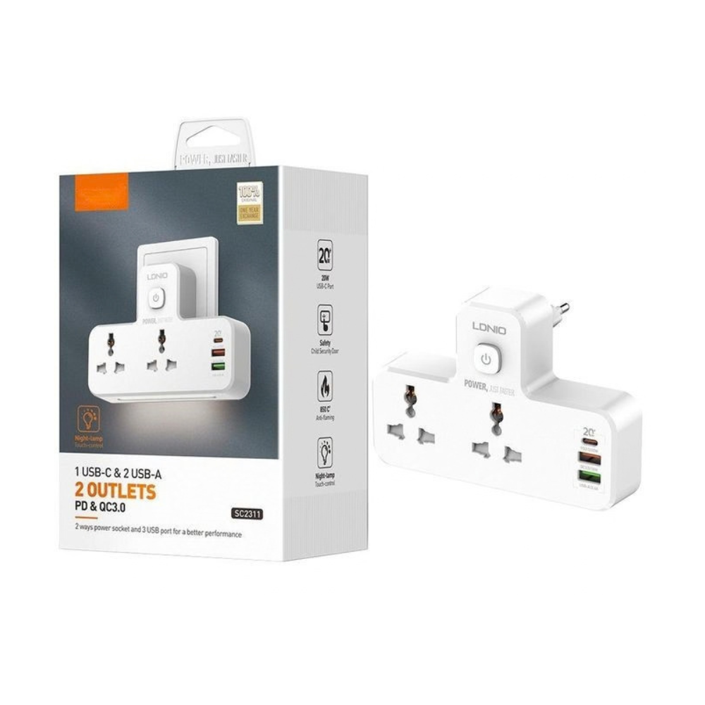 prise-multiprise-murale-3-prises-avec-usb Prise Multiprise Murale 3 Prises avec Port USB - SC2311 – Image 1