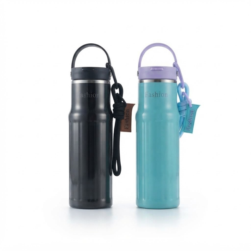 gourde-isotherme-inox-fashion-anse-cordon-600ml (4) Gourde Isotherme en Acier Inoxydable "Fashion" – Image 1