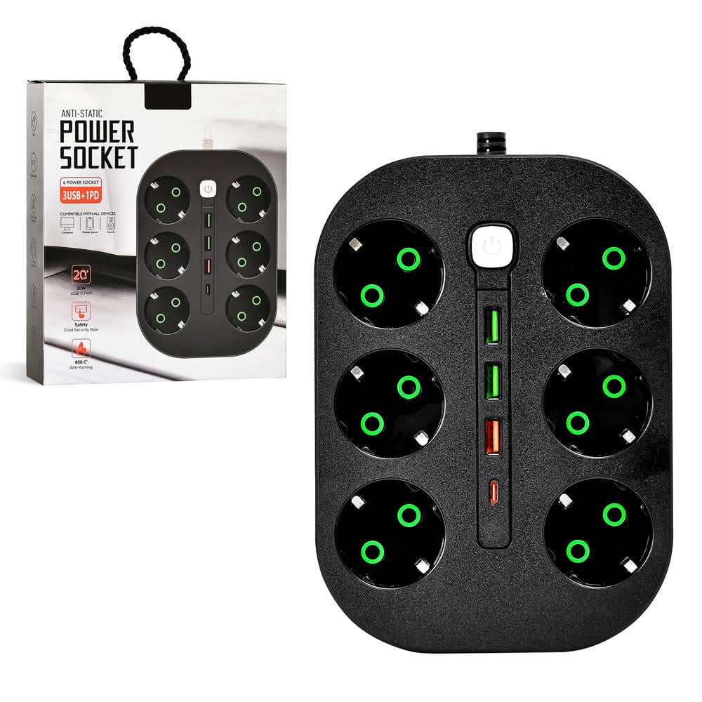 rallonge-multiprise-8-prises-4-ports-usb-usb-c-2m Rallonge Multiprise 8 Prises AC + 3Ports USB + 1USB-C – Image 1